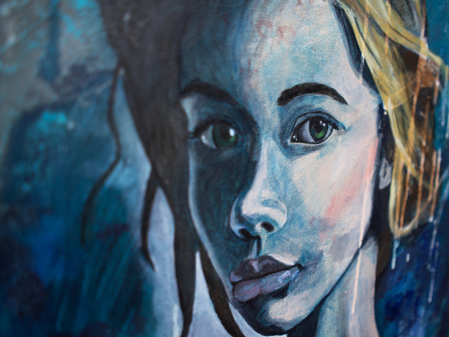 abstract art portraits for sale blue Portrait Painting Mixed Media Abstract Art melbourne wall art paintins for sale
