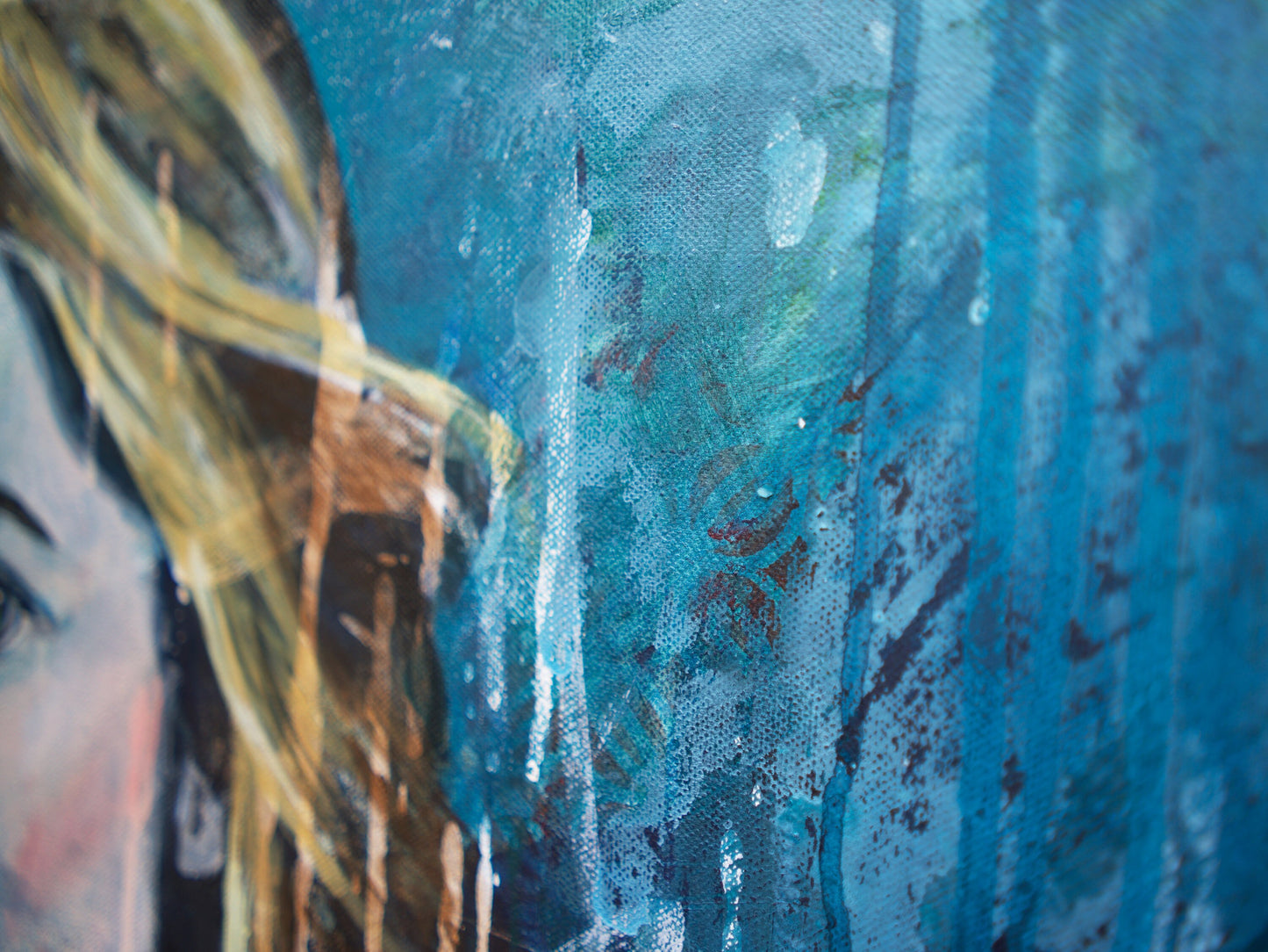 abstract art portraits for sale blue Portrait Painting Mixed Media Abstract Art melbourne wall art paintins for sale