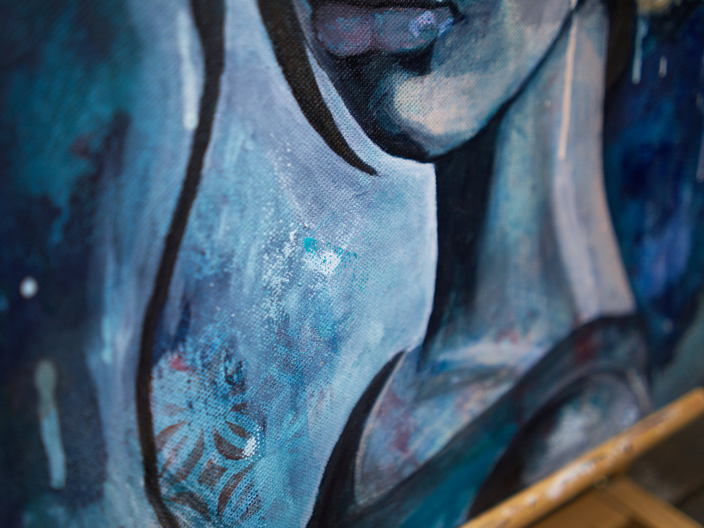 abstract art portraits for sale blue Portrait Painting Mixed Media Abstract Art melbourne wall art paintins for sale