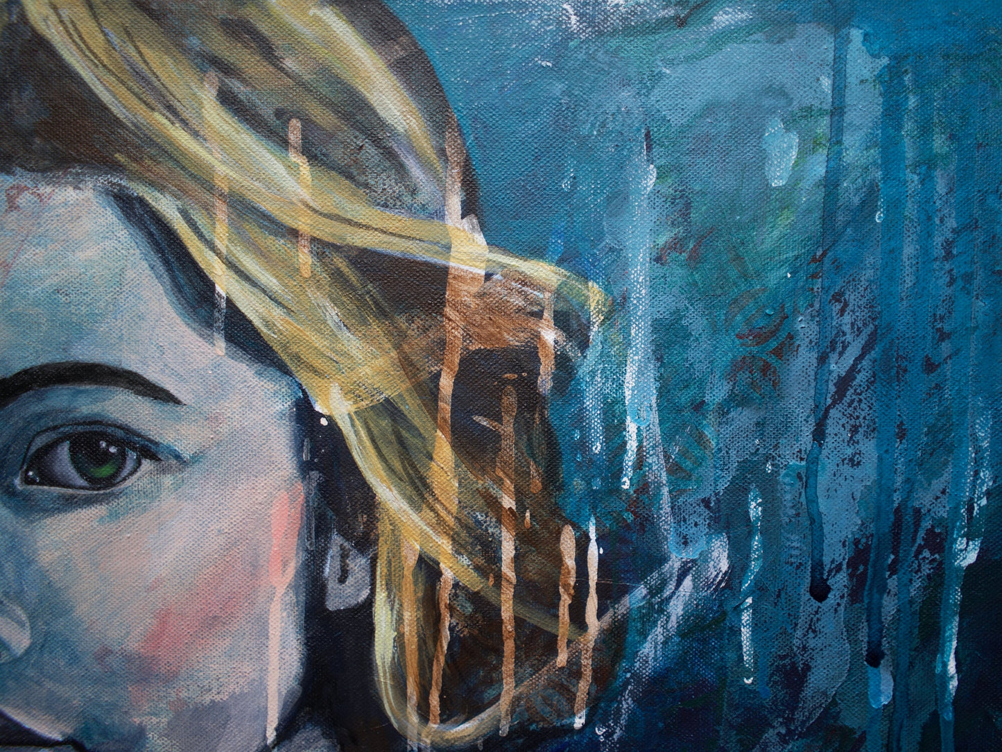 abstract art portraits for sale blue Portrait Painting Mixed Media Abstract Art melbourne wall art paintins for sale