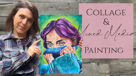 colourful portrait of a woman with purple hair wearing a blue sweater portrait artist in melbourne