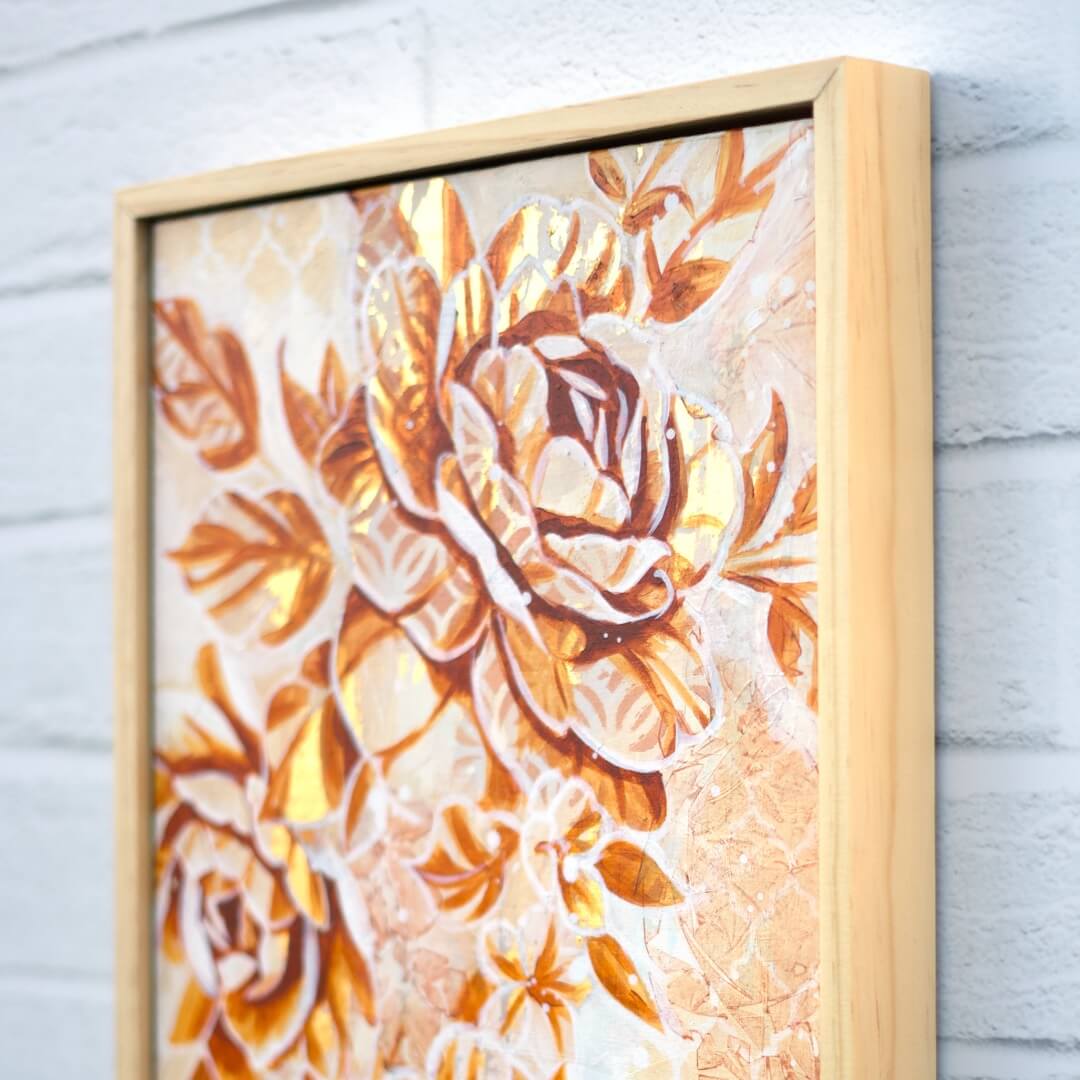 Neutral toned floral painting with soft organic forms, modern original artwork for warm and inviting spaces