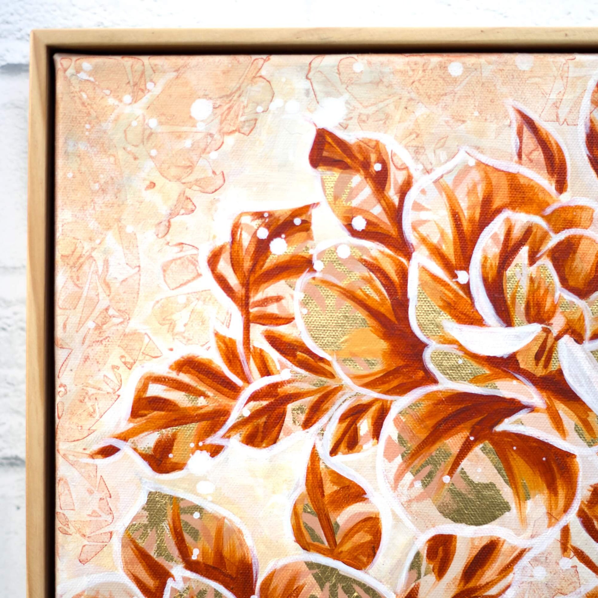 Original botanical painting with soft neutral florals, beige toned wall art for minimalist and calming spaces