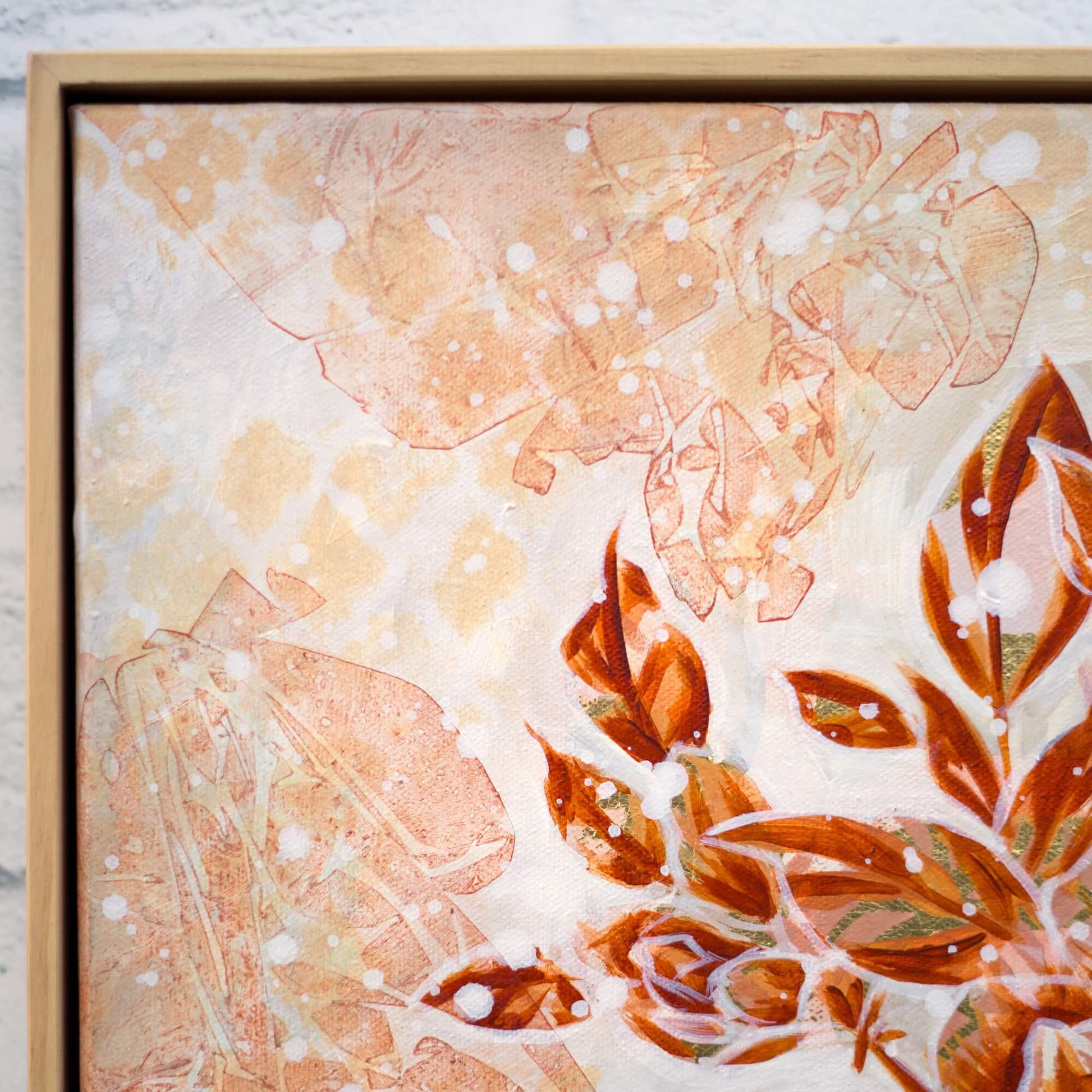 Hand painted neutral floral artwork in earth tones, original botanical painting on canvas with textured finish