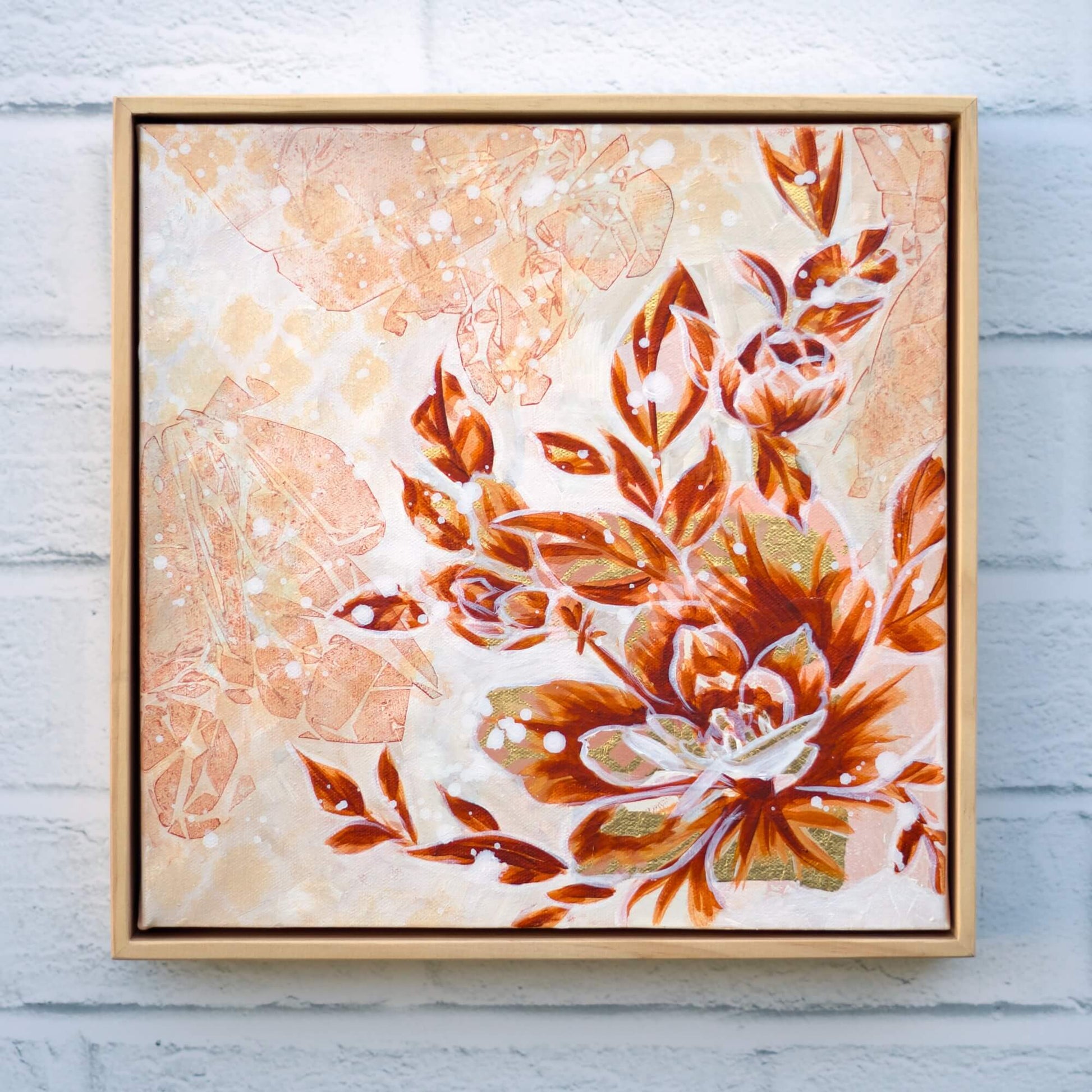 Original neutral floral painting in beige and soft earth tones, textured flower artwork on canvas for modern interiors