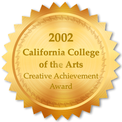 Gold award badge for 2002 California College of the Arts Creative Achievement Award