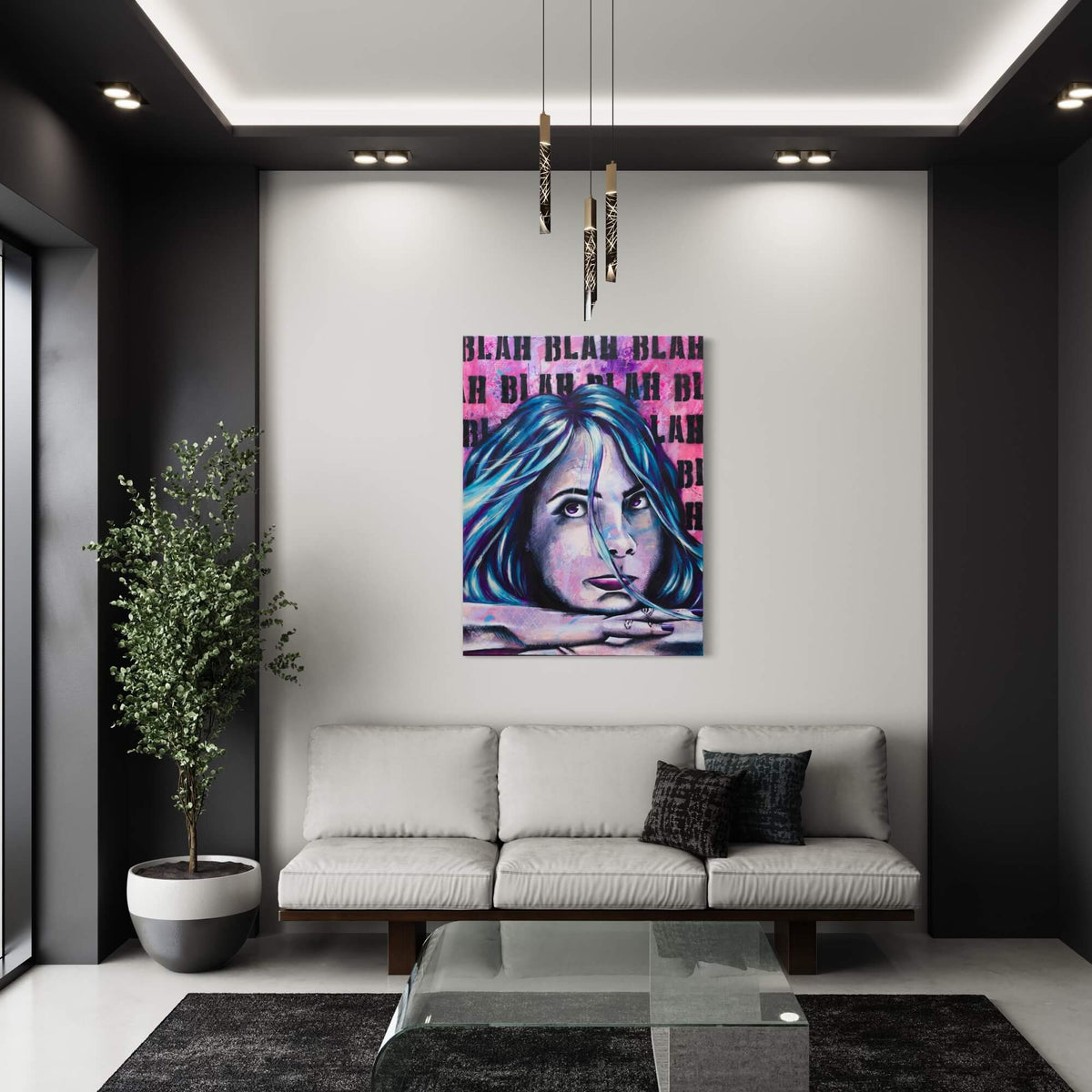 Criss Chaney, colourful woman Urban Pop Art,  Contemporary Mixed Media Graffiti Style Fusion, Neo-Feminist Street Art