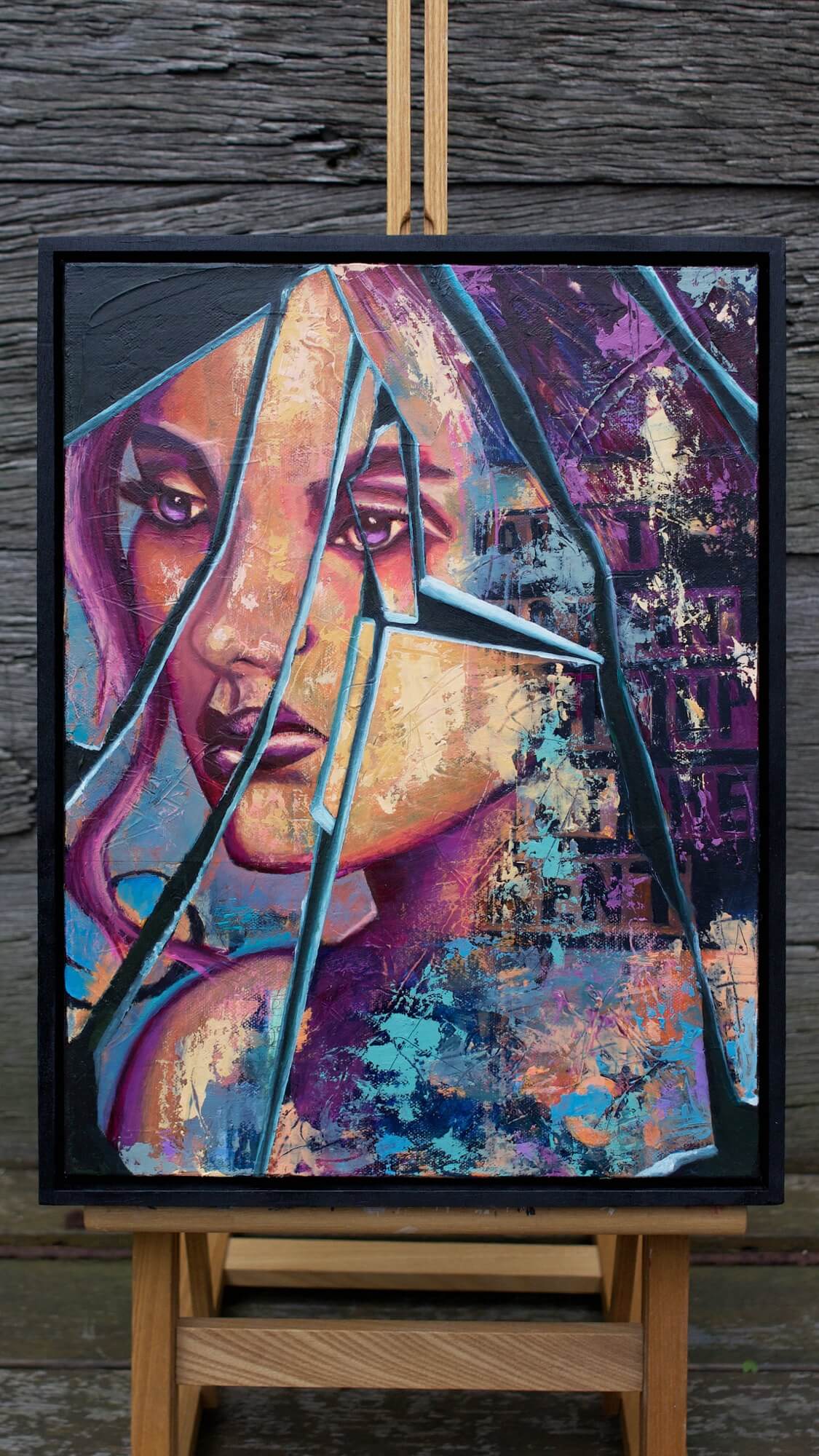 Abstract Art Portraits Woman in Broken Mirror | Mixed Media Art Made in ...