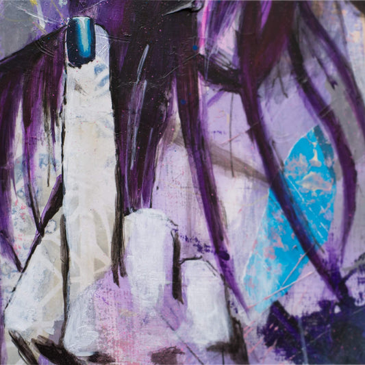 Artworks for Sale – Street Art Paintings of Women – Purple & Gold Painting – 'Cheers to You' – Art Wall Painting by Criss Chaney