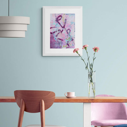 abstract painting for sale magenta, pink, teal, light pastel abstract painting