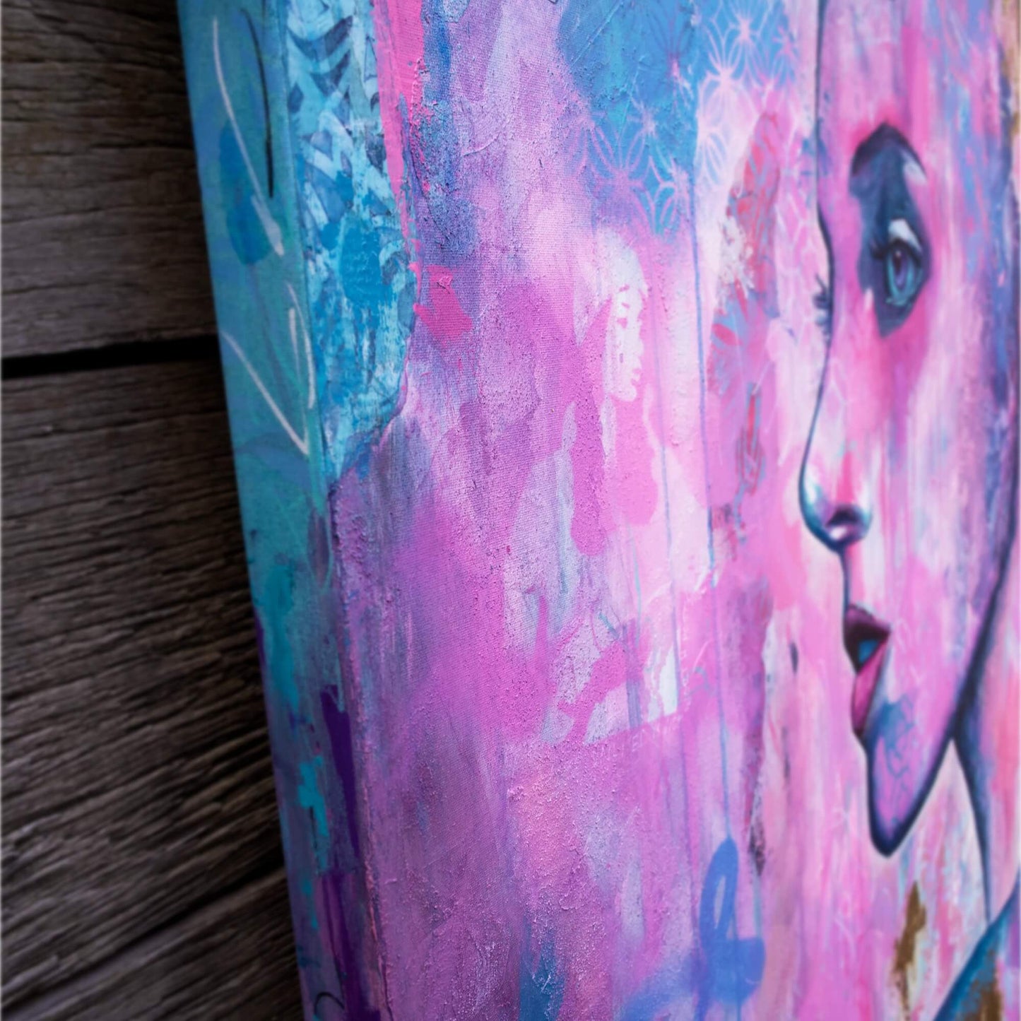 art wall painting artists in melbourne street art portrait of a woman pink and blue