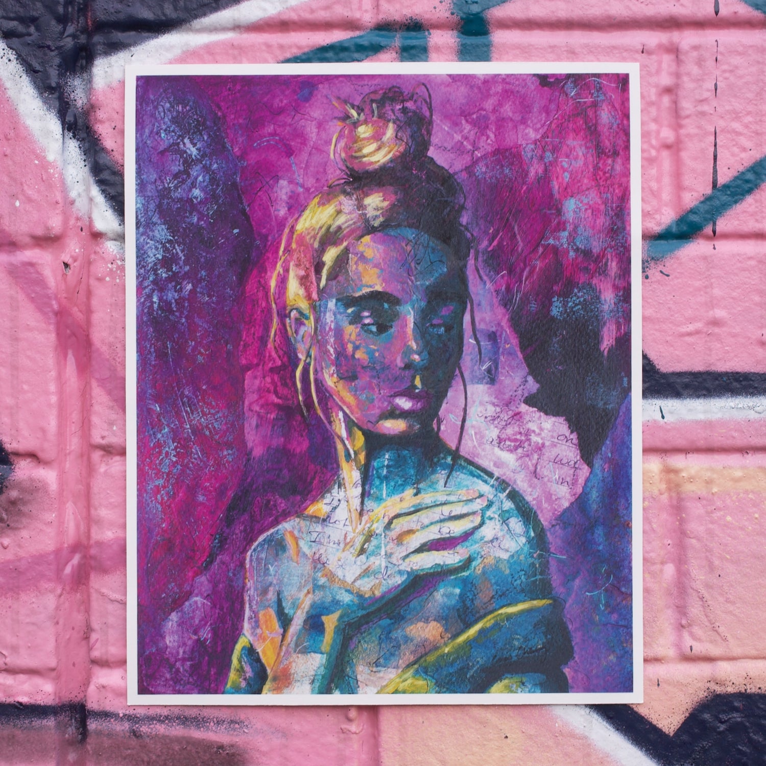 Wall Art Print 'Into the Void' Magenta & Blue-Green Wall Art Portrait of Woman art prints australia for sale