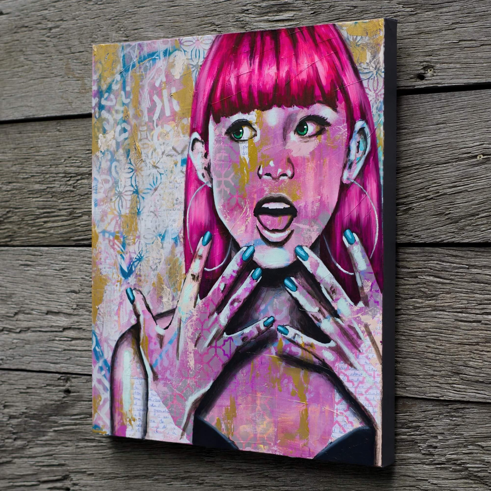 Abstract Art Paintings of Bold Women Mixed Media Street Art For Sale in Melbourne