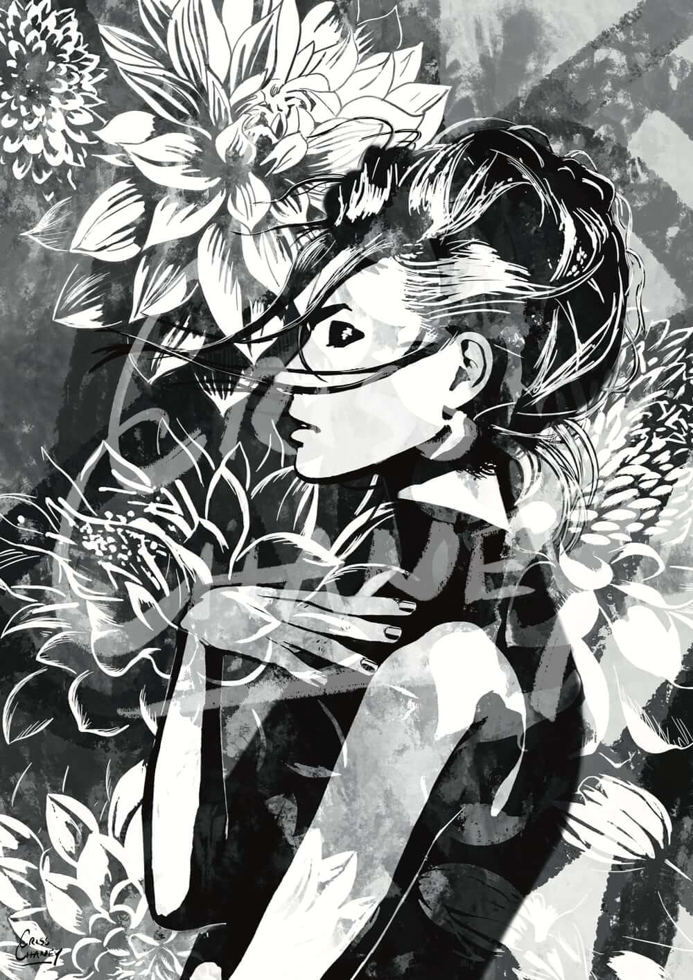 Black and white printable art, digital wall art, print your own art, art download, print download, criss Chaney art, Minimalist wall art, Digital download art prints, Feminine line art, Botanical sketches, Grunge floral illustrations