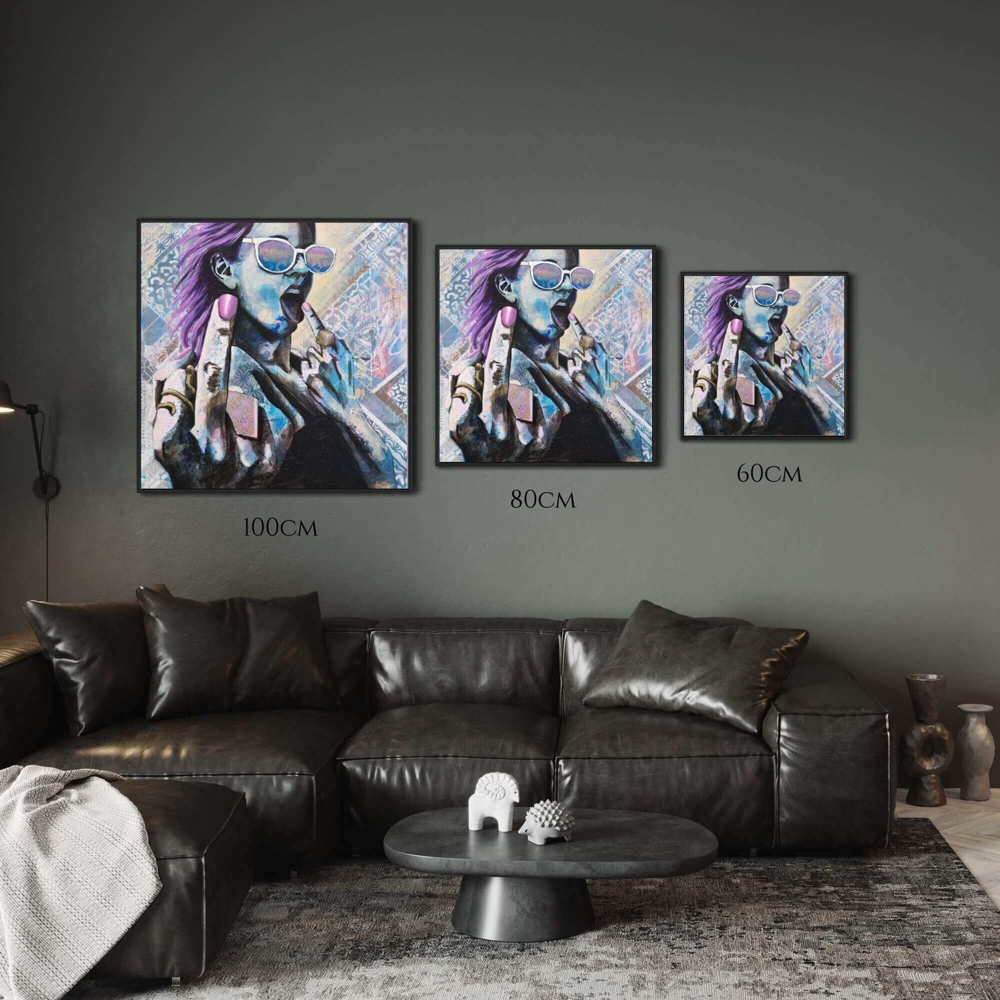 wall art australia, prints wall art blue woman flipping the bird criss chaney come hither