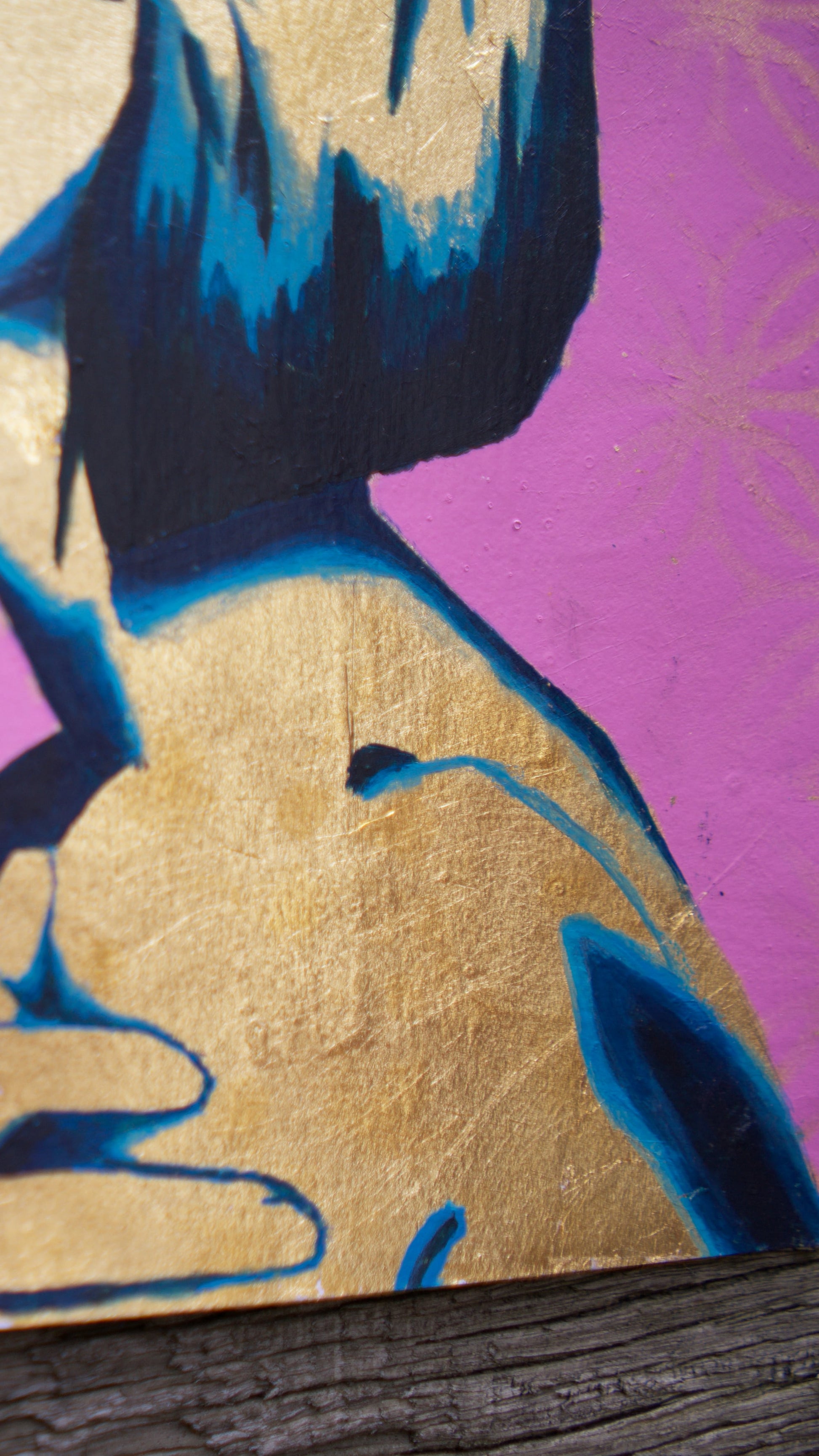 abstract art portait of a Woman on A4 Paper Blue & Pink Stencil Art Street Art melbourne wall art