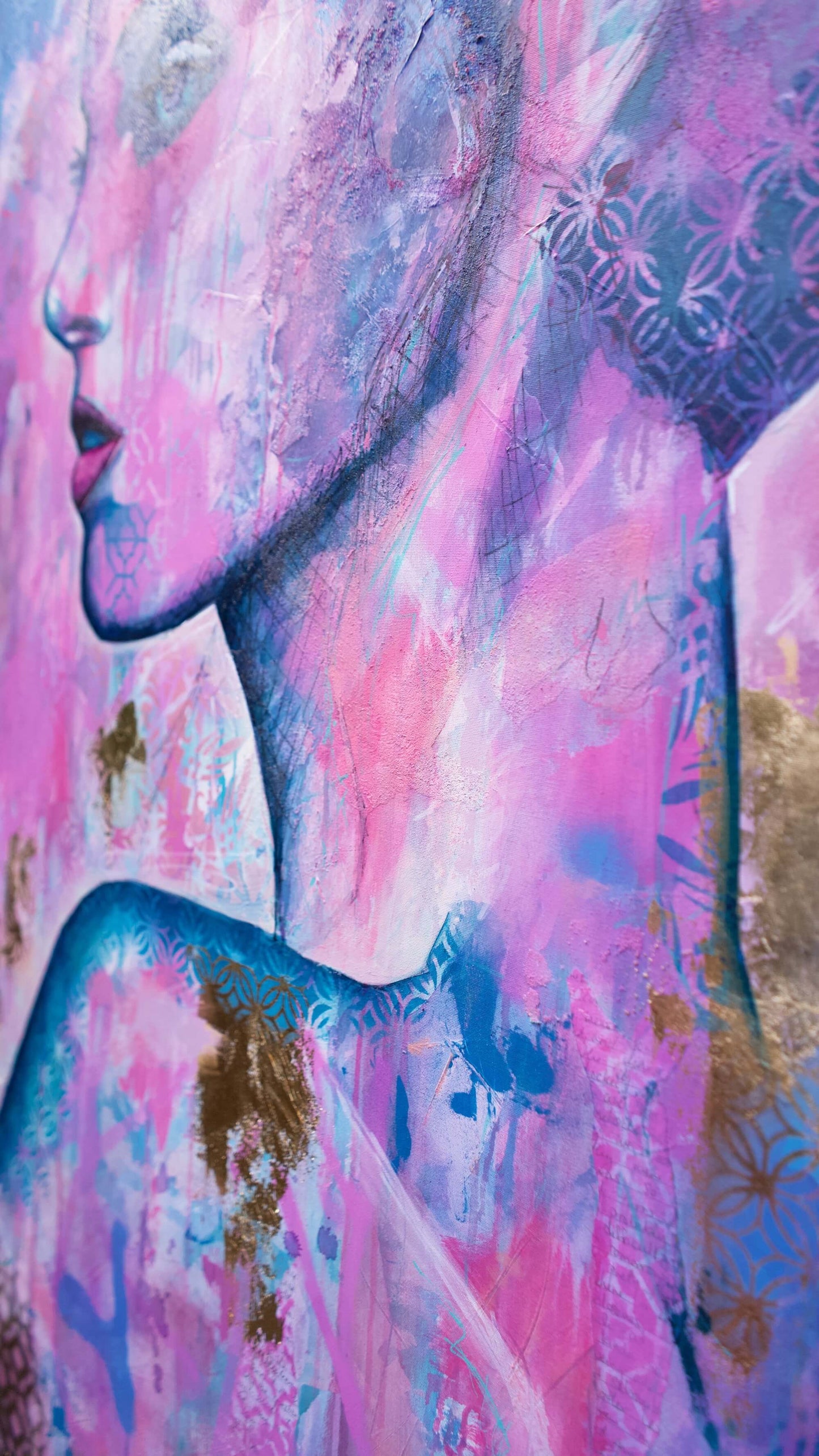 art wall painting artists in melbourne street art portrait of a woman pink and blue