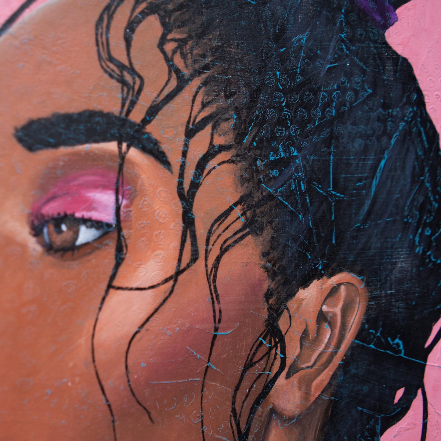 art melbourne paintings for sale portrait painting of Beautiful Black Woman on pink background melbourne wall art